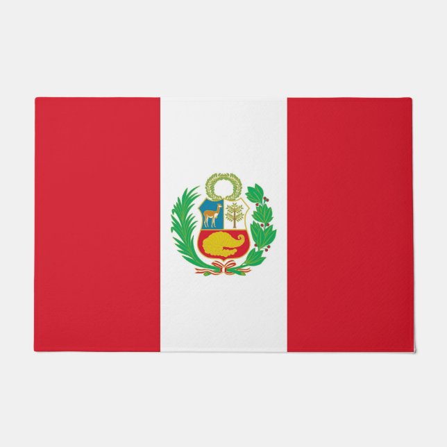 Felpudo Mat de puerta con bandera del Perú (Anverso)
