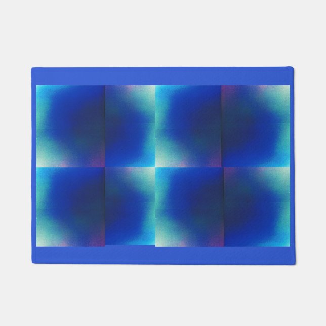 Felpudo Mat de puerta con diseño azul y turquesa (Anverso)