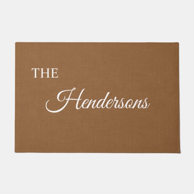Felpudo Mat de puerta de apellido personalizado en beige (Anverso)