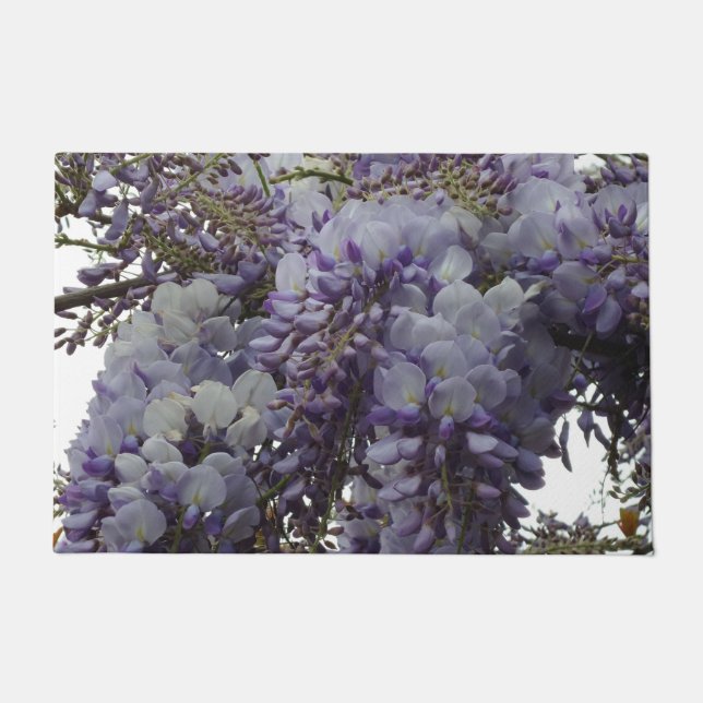 Felpudo Mat de puerta de flores moradas (Anverso)