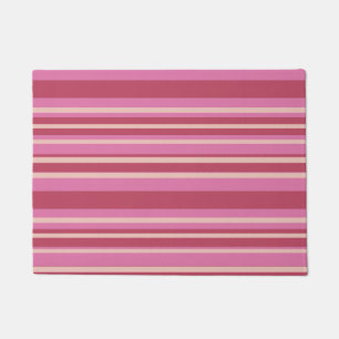 Felpudo Mat de puerta de franjas blancas y rosadas