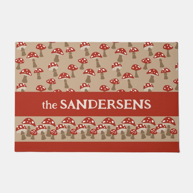 Felpudo Mat de puerta de hongos personalizado (Anverso)