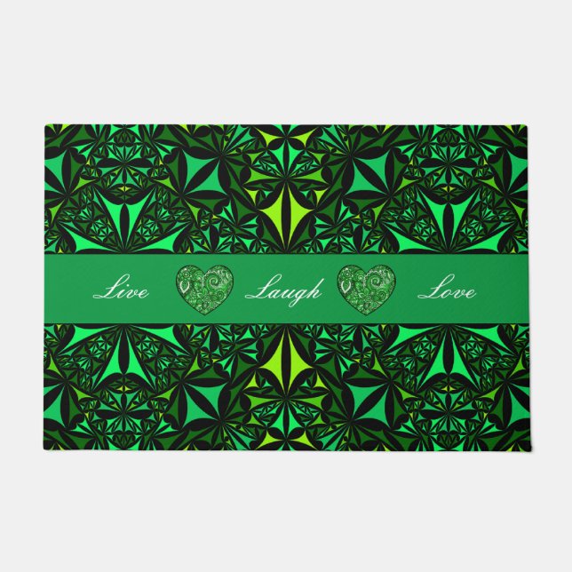 Felpudo Mat de puerta fractal verde interior exterior (Anverso)