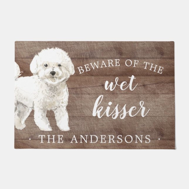Felpudo Mat de puerta personalizada de Bichon Frise Dog (Anverso)