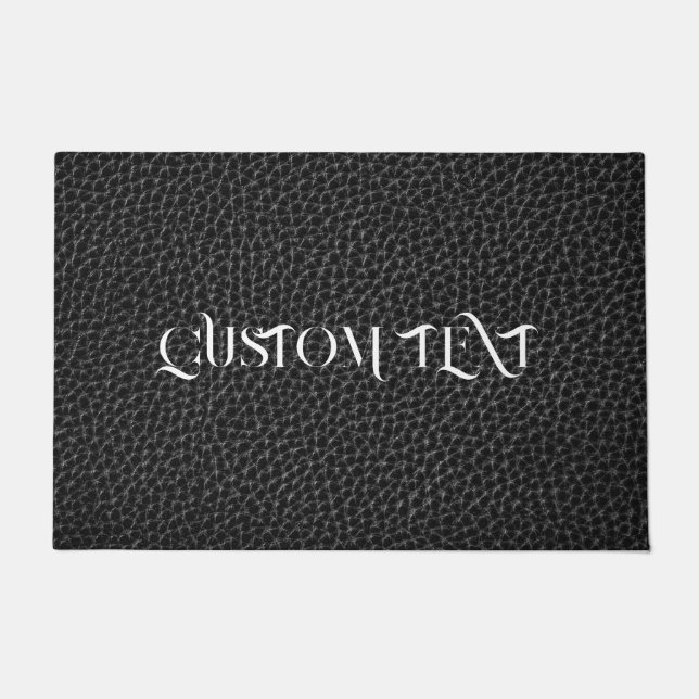 FELPUDO MAT DE PUERTA PERSONALIZADA DE CUERO NEGRO (Anverso)