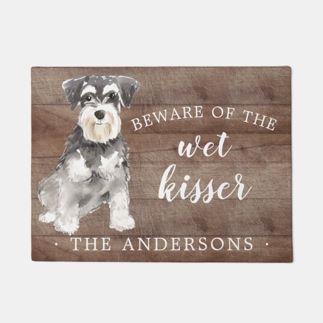 Felpudo Mat de puerta personalizada de Schnauzer Dog en mi (Anverso)