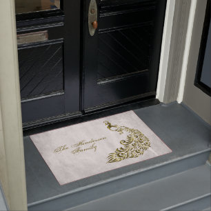 Felpudo Mat de puerta personalizada Peacock Gold