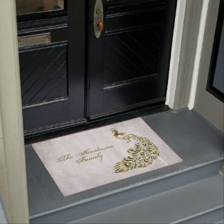 Felpudo Mat de puerta personalizada Peacock Gold
