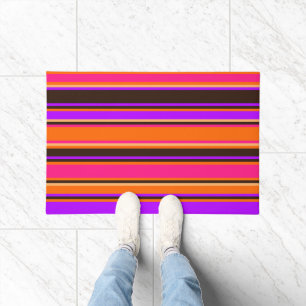 Felpudo Mat de puerta rayada, magenta y púrpura, Naranja n