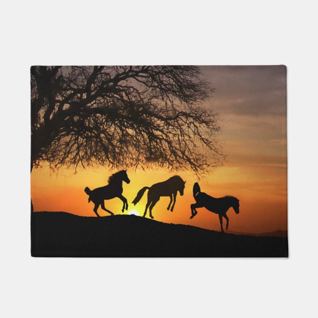 Felpudo Mat feliz de la puerta del caballo (Anverso)