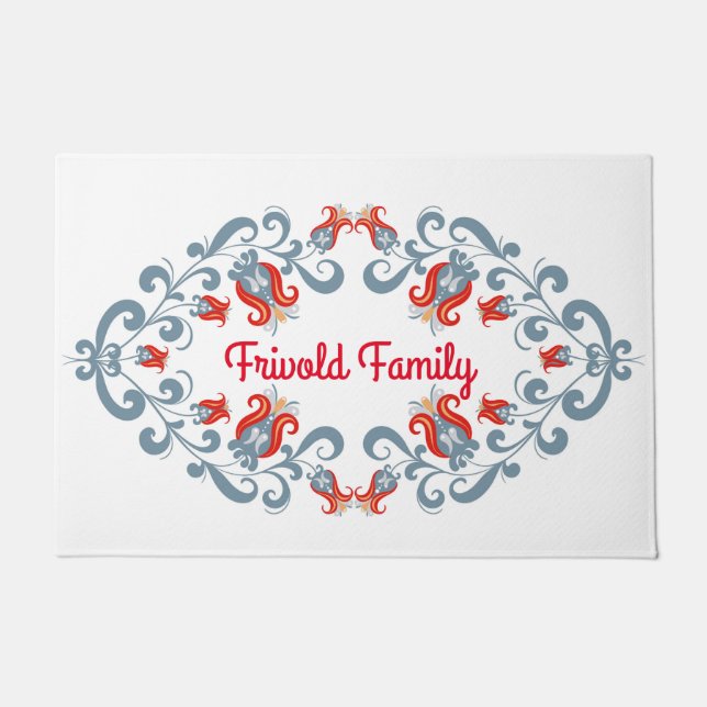 Felpudo Mat personalizado del arte folclórico escandinavo  (Anverso)