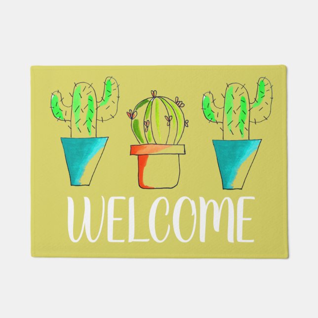 Felpudo Mata de bienvenida con temática de desierto de cac (Anverso)