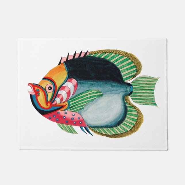 Felpudo Mata de puerta de pescado antiguo (Anverso)