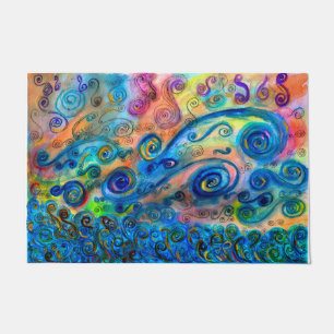 Felpudo Matas de puertas eclécticas - Arte eólico azul - R