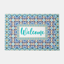Felpudo mate de bienvenida de moroccan tile Inspired Desig