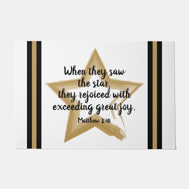 Felpudo Mateo 2:10 Navidades Biblia versus Doormat (Anverso)