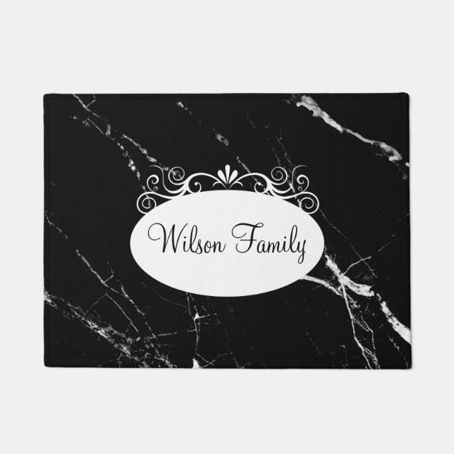 Felpudo Materia de bienvenida de Monograma de familia con  (Anverso)