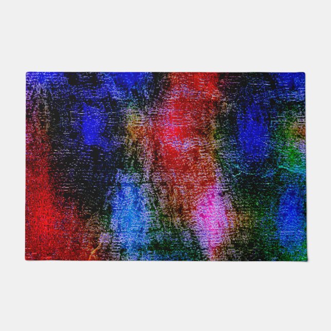 Felpudo Material azul y rojo desollado con "pintura al óle (Anverso)