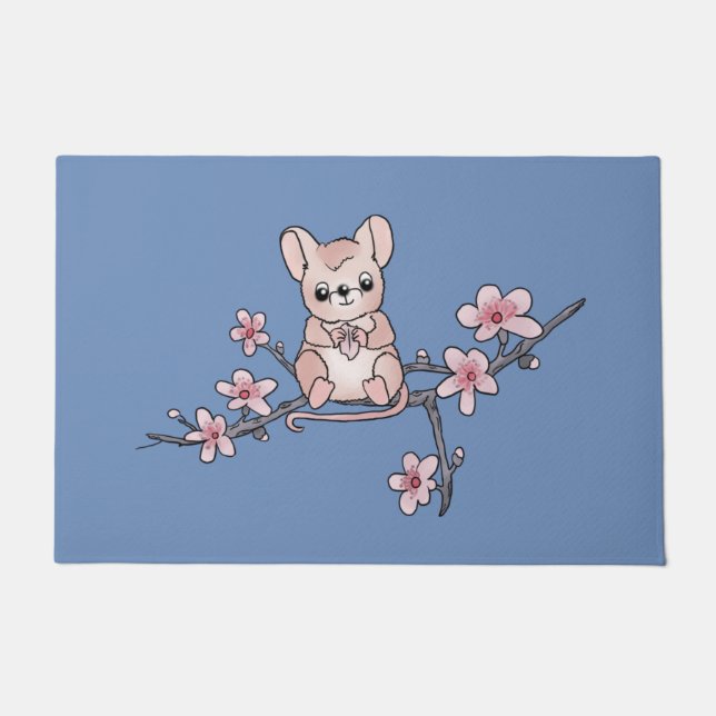 Felpudo Maus auf Blütenzweig (Anverso)