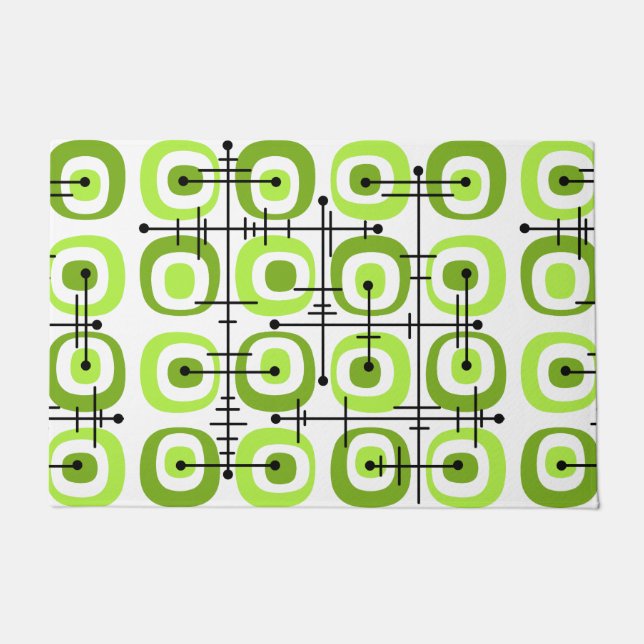 Felpudo MCM Chartreuse de patrón abstracto de medio siglo (Anverso)