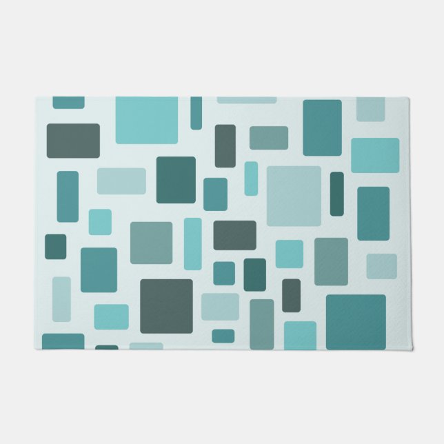 Felpudo MCM Disarrayed Bricks Aquamarine (Anverso)