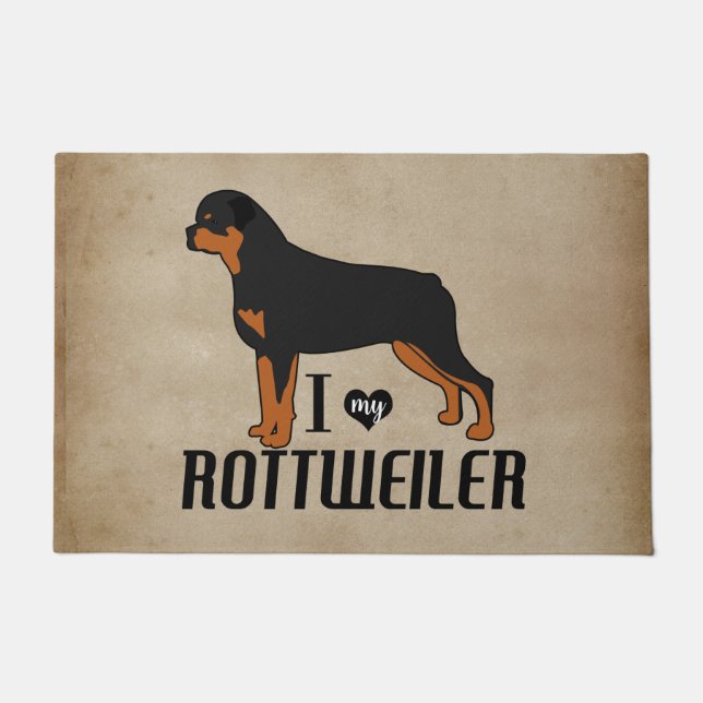 Felpudo Me encanta mi Rústica de Perro Rottweiler (Anverso)