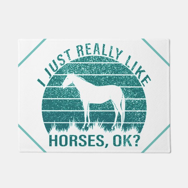 Felpudo Me gustan mucho los caballos en el verde marino (Anverso)