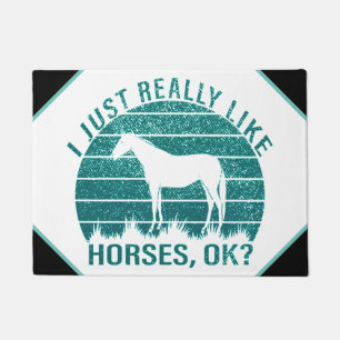 Felpudo Me gustan mucho los caballos en verde marino