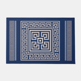 Felpudo Meander griego - Llave griega - azul y crema