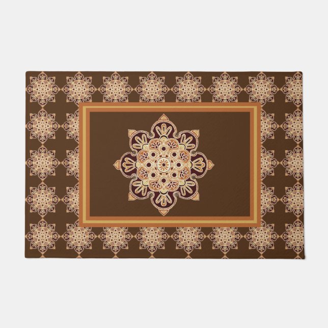Felpudo Medallion Doormat oro y marrón (Anverso)