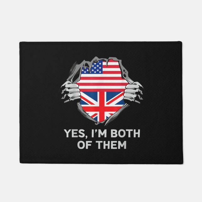Felpudo Media estadounidense mitad británica bandera de In (Anverso)