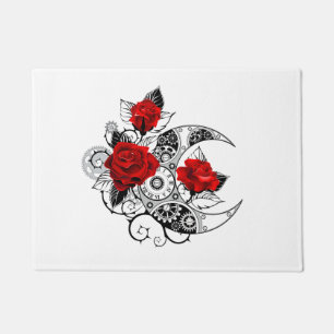 Felpudo Media luna mecánica con rosas rojas