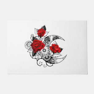 Felpudo Media luna mecánica con rosas rojas