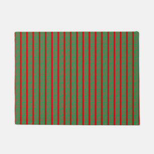 Felpudo Medias de Navidad Rojas Verdes sobre Rojo Verde