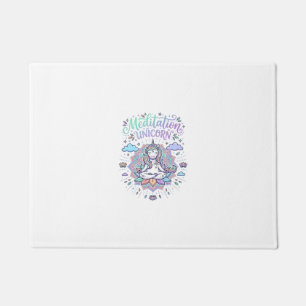 Felpudo Meditación de Unicornio Unicornio Fondo Blanco Vec