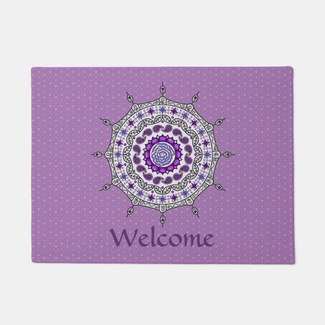 Felpudo Mehndi Fantasy Silver Doormat (Anverso)