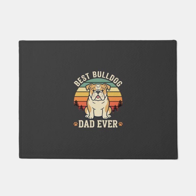 Felpudo Mejor papá Bulldog Retro Vector (Anverso)