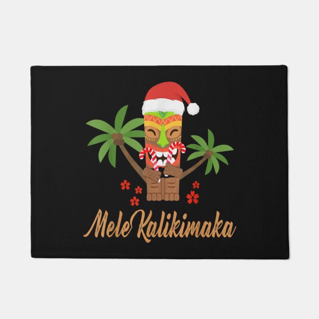 Felpudo Mele Kalikimaka Feliz Navidad en Hawái regalo de N (Anverso)