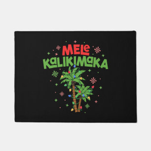 Felpudo Mele Kalikimaka Navidades hawaianos con luz de árb