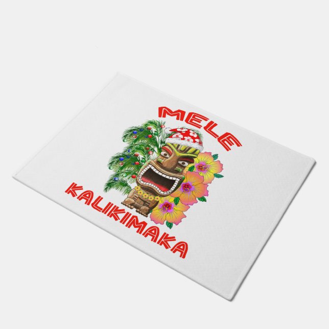 Felpudo Mele Kalikimaka Santa Claus Tiki (Angular)