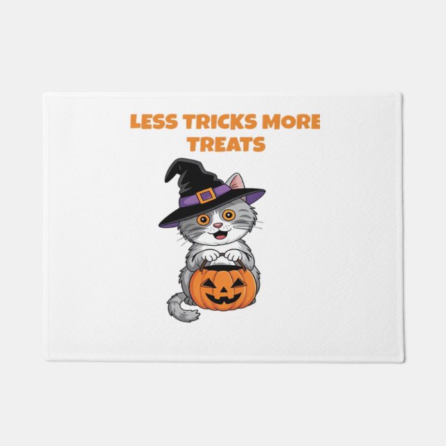Felpudo Menos trucos Más Tratamientos Regalos De Halloween (Anverso)