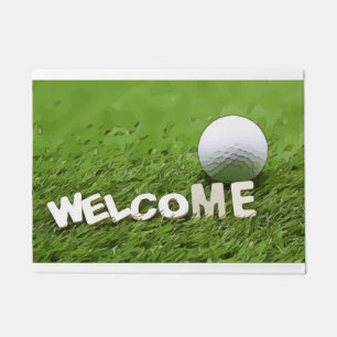 Felpudo Mensaje de bienvenida con bola de golf