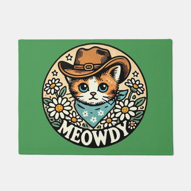 Felpudo Meowdy Cowboy Kitty Cat (Anverso)