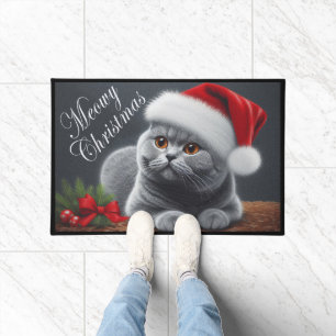 Felpudo Meowy Navidades British Shorthair Santa Cat