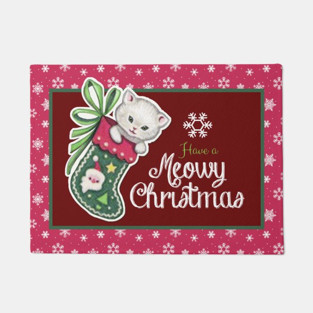 Felpudo Meowy Navidades Door Mat (Anverso)