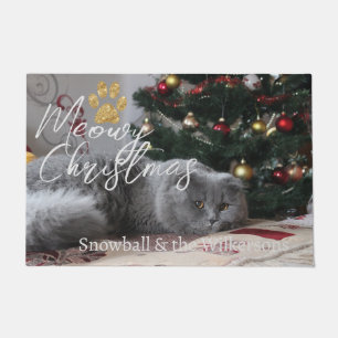 Felpudo Meowy Navidades Personalizado Cat Photo & Paw