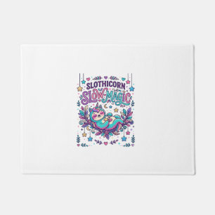 Felpudo Mercado Colorido de Magia Lenta Unicornio Slothico