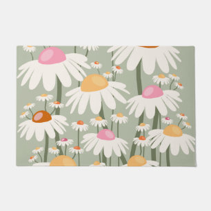 Felpudo Mercado de flores Tokio Retro Daisies Sage Green