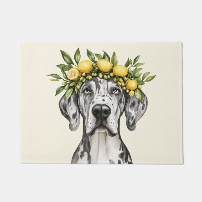 Felpudo Merle Great Dane Dog Lemon Crown (Anverso)
