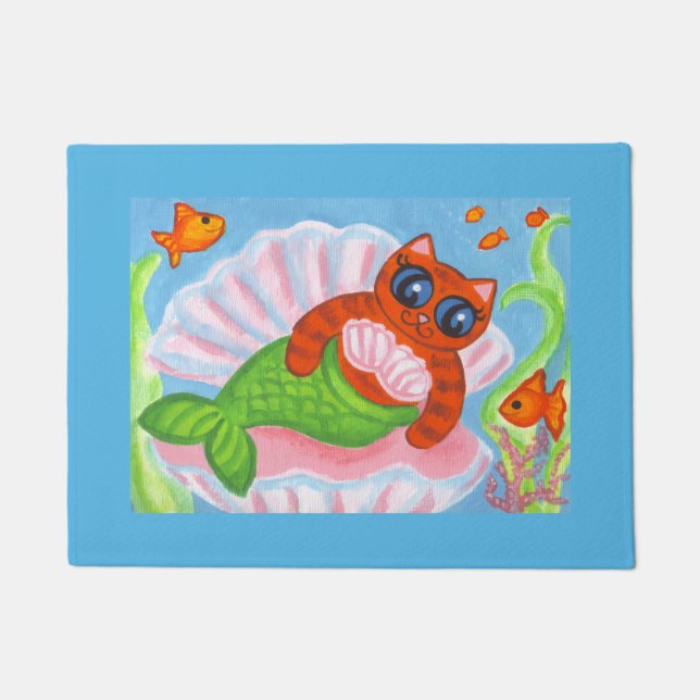 Felpudo Mermaid Cat Doormat Rug  (Anverso)